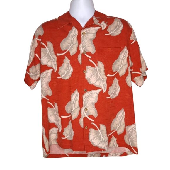 Orvis Mens Silk Hawaiian Shirt Medium Short Sleeve Button Front Tropical - Picture 2 of 6